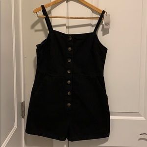 Topshop Black Denim Dungaree